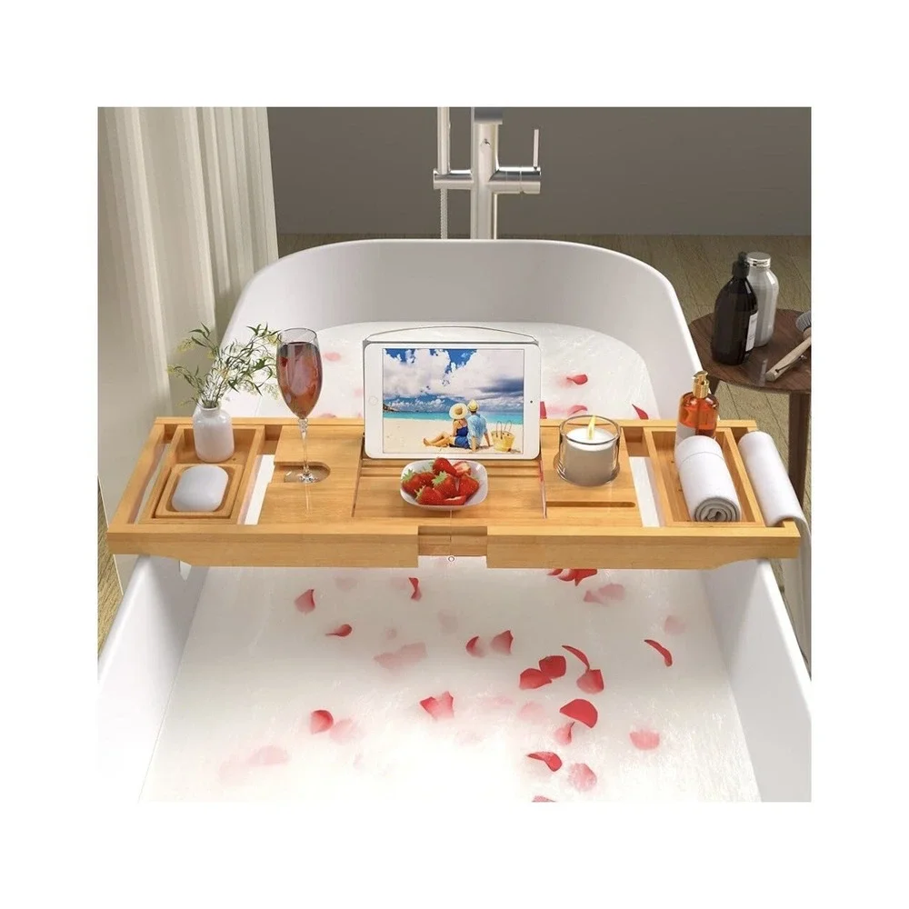 Bathroom Caddy Organizer & Bathtub Tray Product Holder - Bathroom Storage (Black